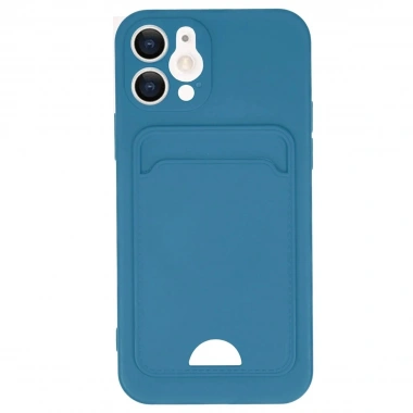 Mey İthalat®  iPhone 12 Kılıf Kelvin Kartvizitli Silikon - Mavi