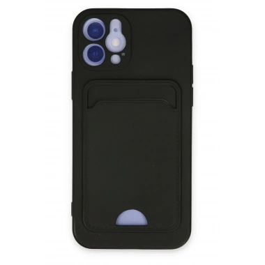 Mey İthalat®  iPhone 12 Kılıf Kelvin Kartvizitli Silikon - Siyah