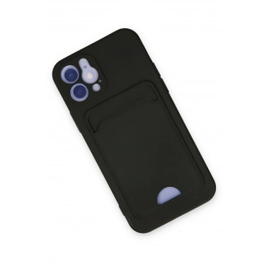 Mey İthalat®  iPhone 12 Kılıf Kelvin Kartvizitli Silikon - Siyah