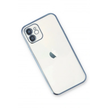 Mey İthalat®  iPhone 12 Kılıf  Lensli Silikon - Açık Mavi