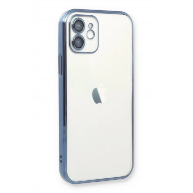 Mey İthalat®  iPhone 12 Kılıf  Lensli Silikon - Açık Mavi