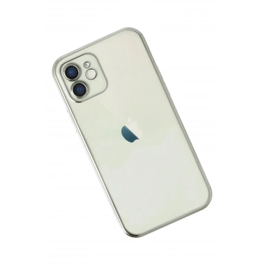 Mey İthalat®  iPhone 12 Kılıf  Lensli Silikon - Gümüş
