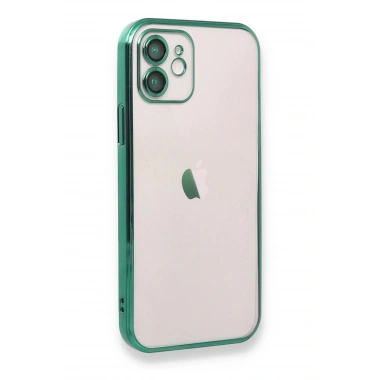 Mey İthalat®  iPhone 12 Kılıf  Lensli Silikon - Yeşil