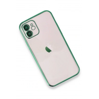 Mey İthalat®  iPhone 12 Kılıf  Lensli Silikon - Yeşil