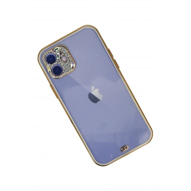 Mey İthalat® iPhone 12 Kılıf Liva Taşlı Silikon - Beyaz