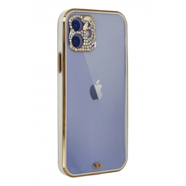 Mey İthalat® iPhone 12 Kılıf Liva Taşlı Silikon - Beyaz