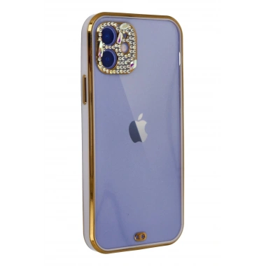 Mey İthalat® iPhone 12 Kılıf Liva Taşlı Silikon - Mor
