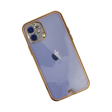 Mey İthalat® iPhone 12 Kılıf Liva Taşlı Silikon - Pembe