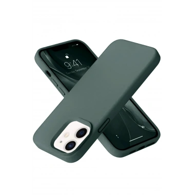 Mey İthalat®  iPhone 12 Kılıf Nano içi Kadife Silikon - Koyu Yeşil