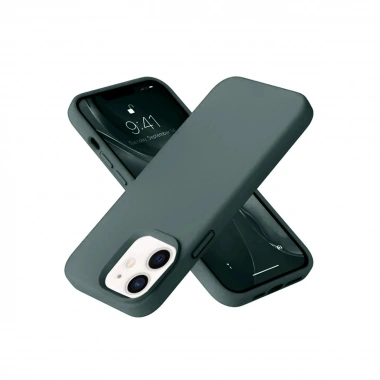 Mey İthalat®  iPhone 12 Kılıf Nano içi Kadife Silikon - Koyu Yeşil