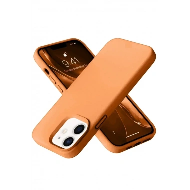Mey İthalat®  iPhone 12 Kılıf Nano içi Kadife Silikon - Turuncu