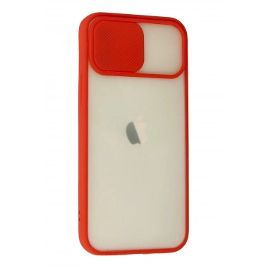 Mey İthalat® iPhone 12 Kılıf Palm Buzlu Kamera Sürgülü Silikon - Kırmızı
