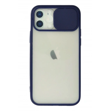 Mey İthalat® iPhone 12 Kılıf Palm Buzlu Kamera Sürgülü Silikon - Lacivert