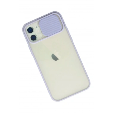 Mey İthalat® iPhone 12 Kılıf Palm Buzlu Kamera Sürgülü Silikon - Lila