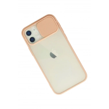 Mey İthalat® iPhone 12 Kılıf Palm Buzlu Kamera Sürgülü Silikon - Pembe