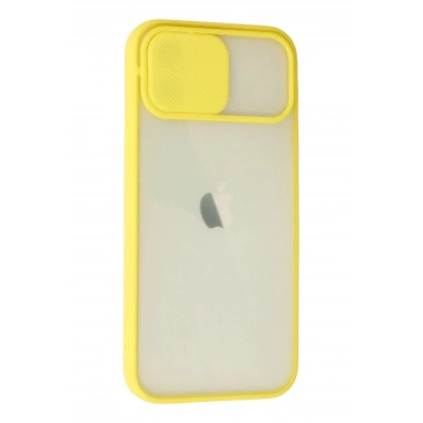 Mey İthalat® iPhone 12 Kılıf Palm Buzlu Kamera Sürgülü Silikon - Sarı