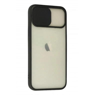 Mey İthalat® iPhone 12 Kılıf Palm Buzlu Kamera Sürgülü Silikon - Siyah