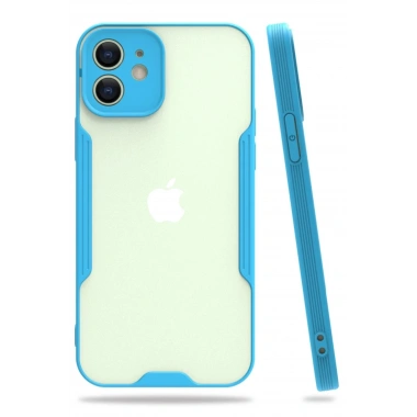 Mey İthalat®  iPhone 12 Kılıf Platin Silikon - Mavi