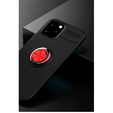 Mey İthalat® iPhone 12 Kılıf Range Yüzüklü Silikon - Siyah-Kırmızı