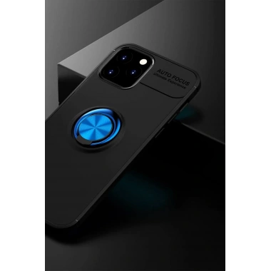 Mey İthalat® iPhone 12 Kılıf Range Yüzüklü Silikon - Siyah-Mavi