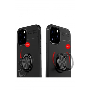 Mey İthalat® iPhone 12 Kılıf Range Yüzüklü Silikon - Siyah-Mavi