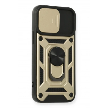Mey İthalat®  iPhone 12 Mini Kılıf Pars Lens Yüzüklü Silikon - Gold