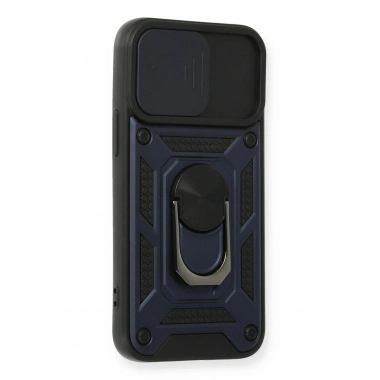 Mey İthalat®  iPhone 12 Mini Kılıf Pars Lens Yüzüklü Silikon - Lacivert