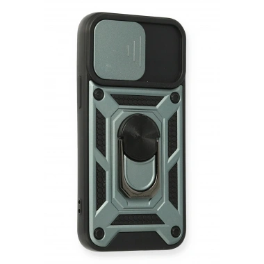 Mey İthalat®  iPhone 12 Mini Kılıf Pars Lens Yüzüklü Silikon - Yeşil