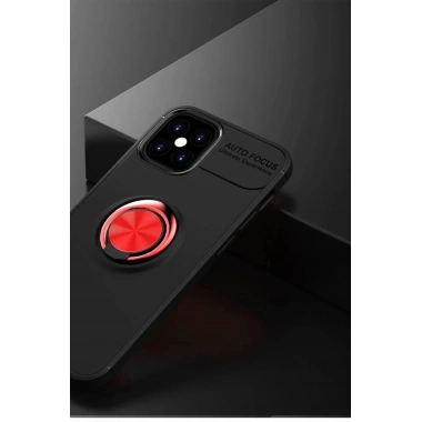 Mey İthalat® iPhone 12 Mini Kılıf Range Yüzüklü Silikon - Siyah-Kırmızı