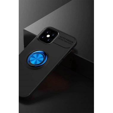 Mey İthalat® iPhone 12 Mini Kılıf Range Yüzüklü Silikon - Siyah-Mavi