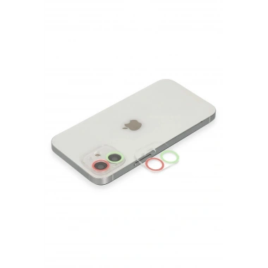 Mey İthalat® iPhone 12 Mini Renkli Kamera Lens Koruma Cam - Yeşil-Pembe