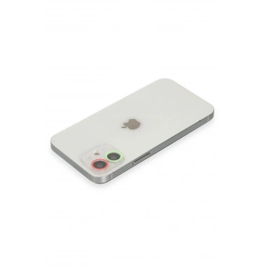 Mey İthalat® iPhone 12 Mini Renkli Kamera Lens Koruma Cam - Yeşil-Pembe