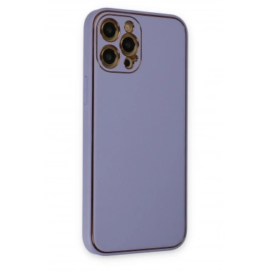 Mey İthalat®  iPhone 12 Pro Kılıf Coco Deri Silikon Kapak - Açık Lila