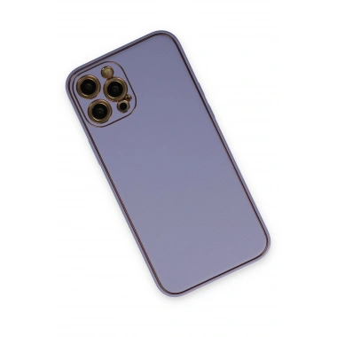 Mey İthalat®  iPhone 12 Pro Kılıf Coco Deri Silikon Kapak - Açık Lila