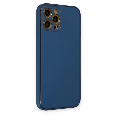 Mey İthalat®  iPhone 12 Pro Kılıf Coco Deri Silikon Kapak - Açık Mavi