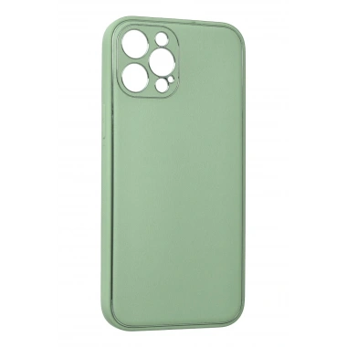 Mey İthalat®  iPhone 12 Pro Kılıf Coco Deri Silikon Kapak - Açık Yeşil