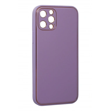 Mey İthalat®  iPhone 12 Pro Kılıf Coco Deri Silikon Kapak - Lila