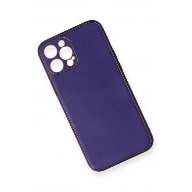 Mey İthalat®  iPhone 12 Pro Kılıf Coco Deri Silikon Kapak - Mor