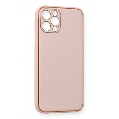 Mey İthalat®  iPhone 12 Pro Kılıf Coco Deri Silikon Kapak - Pembe