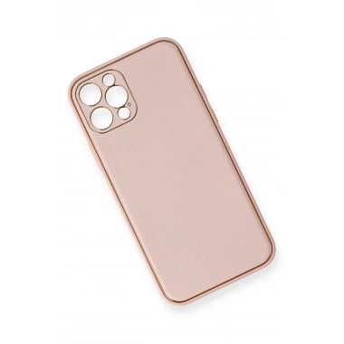 Mey İthalat®  iPhone 12 Pro Kılıf Coco Deri Silikon Kapak - Pembe