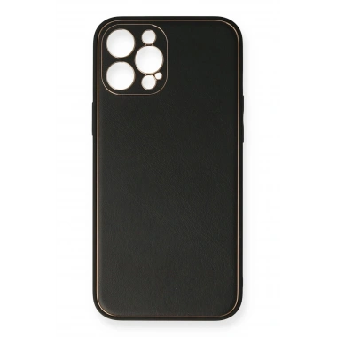 Mey İthalat®  iPhone 12 Pro Kılıf Coco Deri Silikon Kapak - Siyah