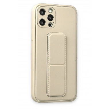 Mey İthalat®  iPhone 12 Pro Kılıf Coco Deri Standlı Kapak - Beyaz