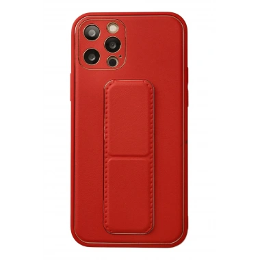Mey İthalat®  iPhone 12 Pro Kılıf Coco Deri Standlı Kapak - Kırmızı