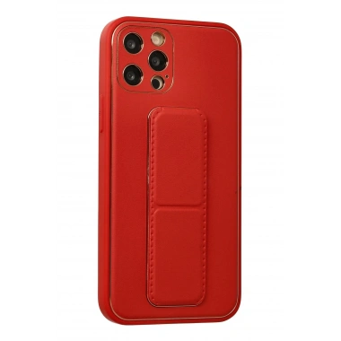 Mey İthalat®  iPhone 12 Pro Kılıf Coco Deri Standlı Kapak - Kırmızı