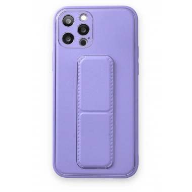 Mey İthalat®  iPhone 12 Pro Kılıf Coco Deri Standlı Kapak - Koyu Lila