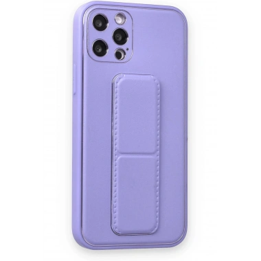 Mey İthalat®  iPhone 12 Pro Kılıf Coco Deri Standlı Kapak - Koyu Lila