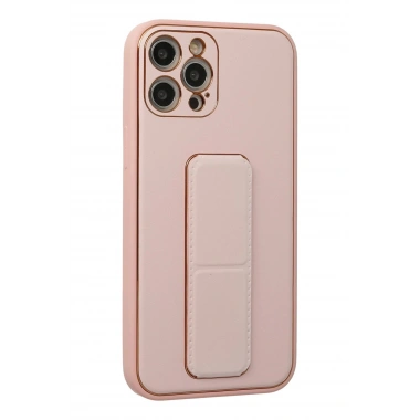 Mey İthalat®  iPhone 12 Pro Kılıf Coco Deri Standlı Kapak - Pembe