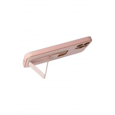 Mey İthalat®  iPhone 12 Pro Kılıf Coco Deri Standlı Kapak - Pembe