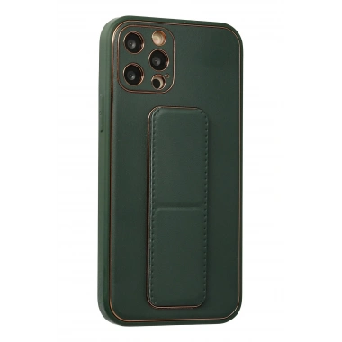 Mey İthalat®  iPhone 12 Pro Kılıf Coco Deri Standlı Kapak - Yeşil