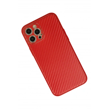 Mey İthalat®  iPhone 12 Pro Kılıf Coco Karbon Silikon - Kırmızı